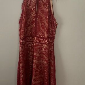 wine red lace dress